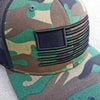 Embroidered American Flag Hat - Camo/Black