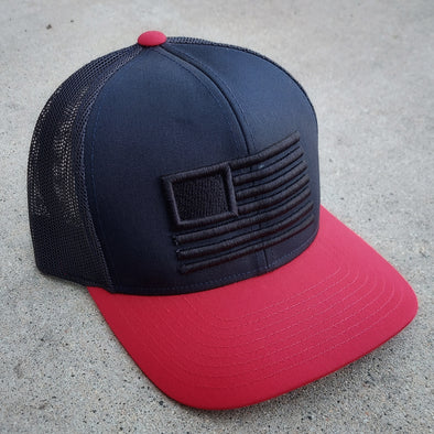 Embroidered American Flag Hat - Navy/Red